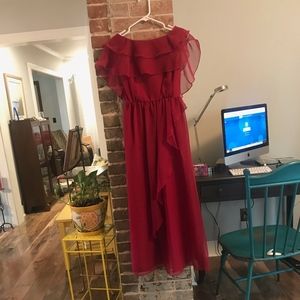 Red Floor Length Cocktail Dress